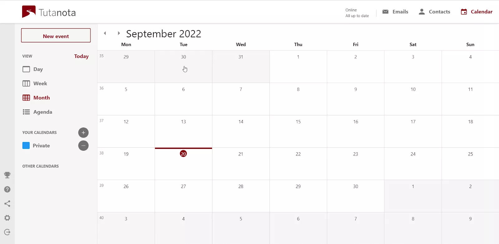 Tutanota's zero-knowledge calendar feature