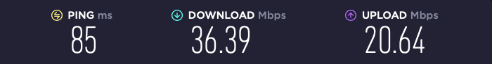 Screenshot of the site Speedtest.net showing our online speed with NordVPN