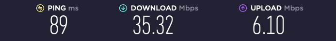 Screenshot of the site Speedtest.net showing our online speed with ExpressVPN