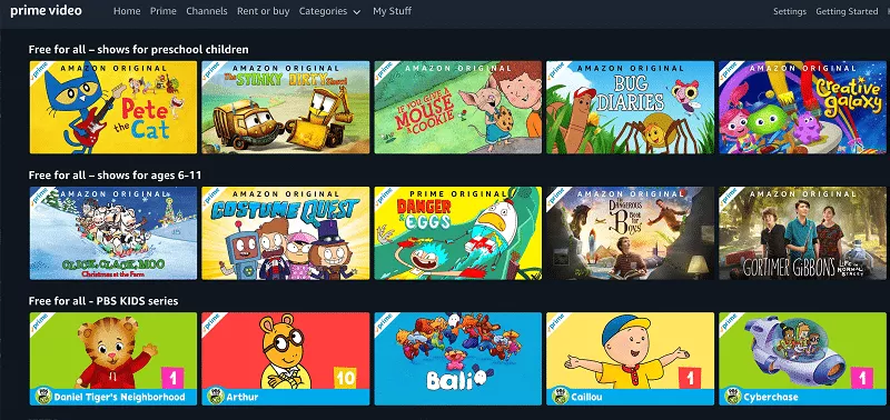 Best streaming services for kids:  Prime Video 