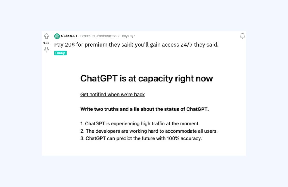 Why is ChatGPT at capacity?