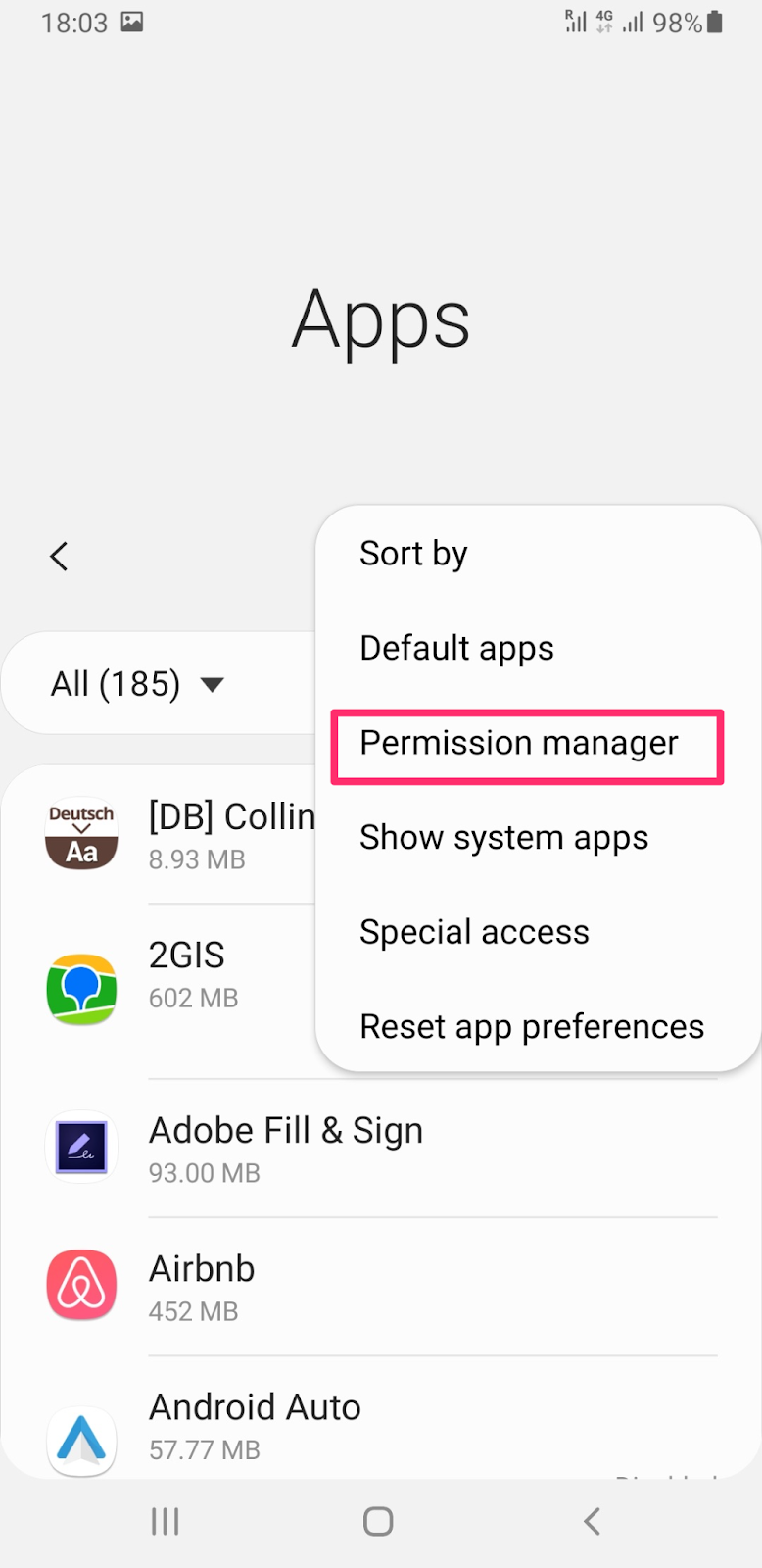 Tap "Permission Manager"