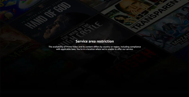 Service area restriction message on Amazon Prime Video