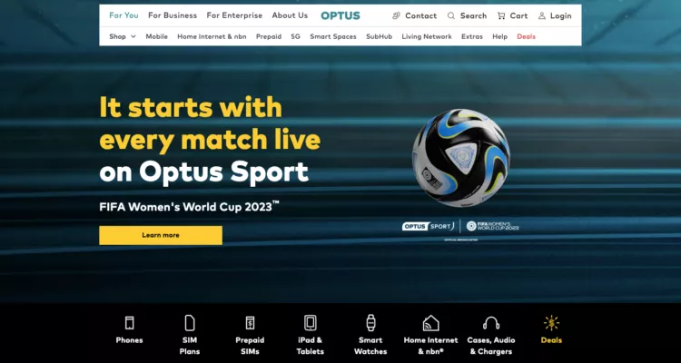 Optus Sport website