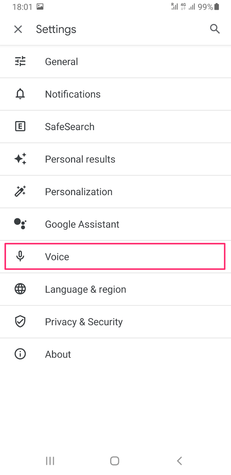 Select "Voice"