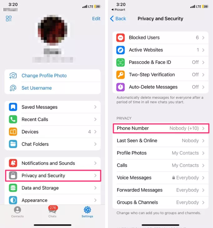 Steps to prevent anyone from accessing your phone number on Telegram