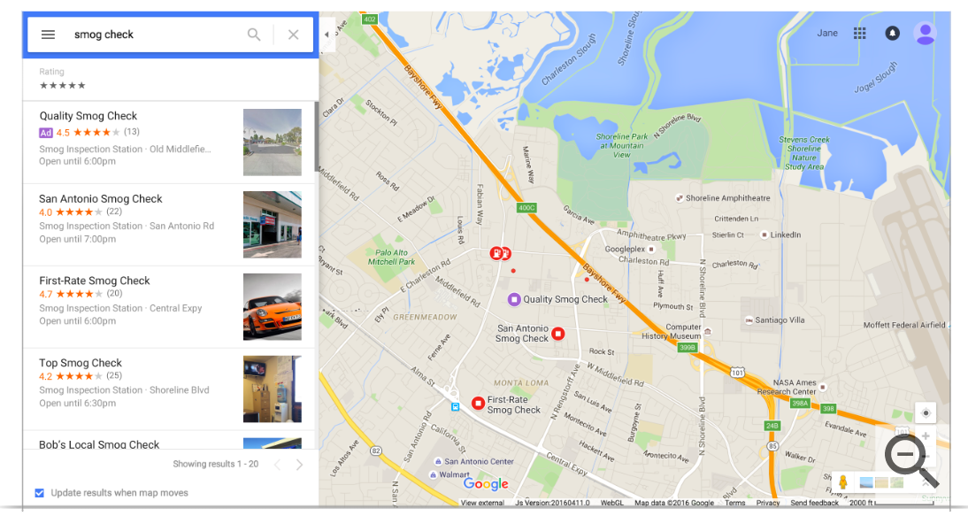 An example of a location-based ad on Google Maps