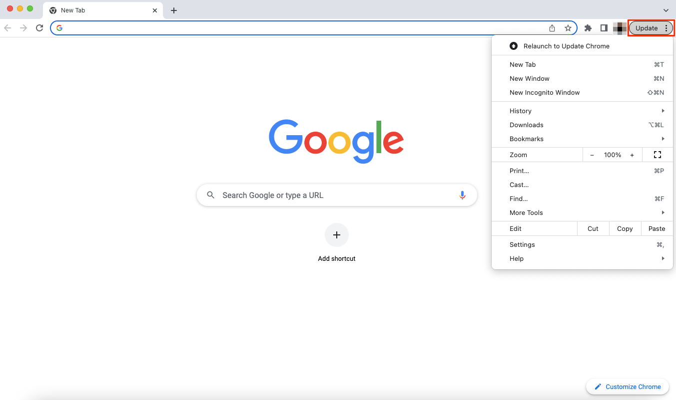 Open Google Chrome and click the three dots menu