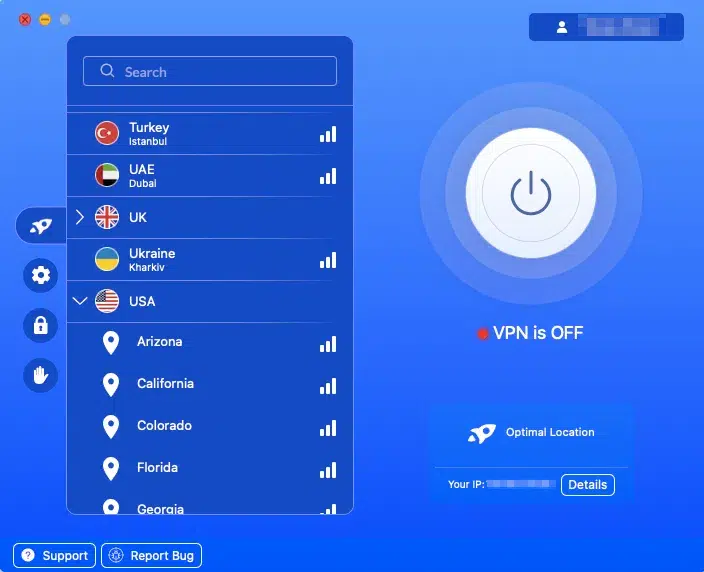 How to use a VPN to buy crypto? Connect to a server in the VPN app 