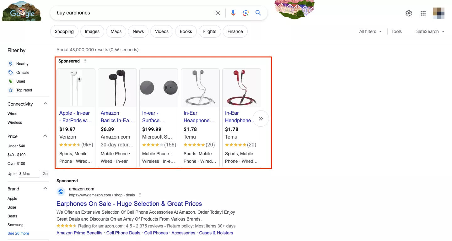 An example of a Google shopping ad