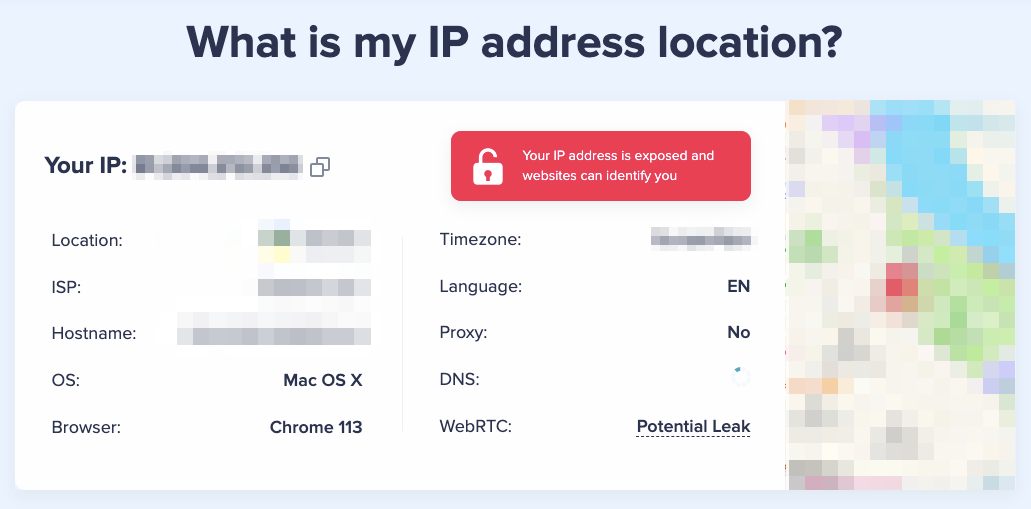 Check your IP and other related data on the VeePN website