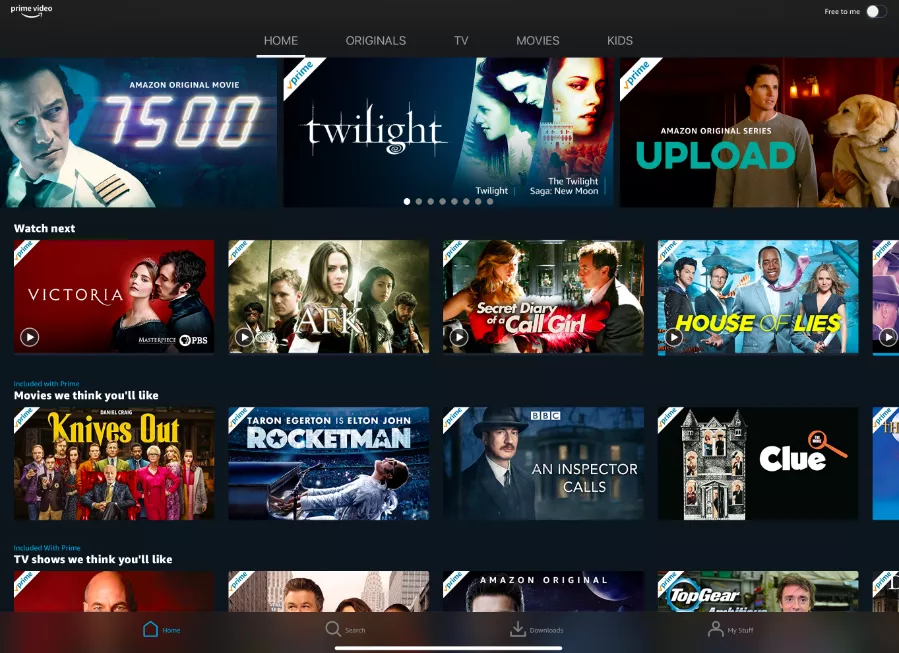 Amazon Prime Video media streaming platform