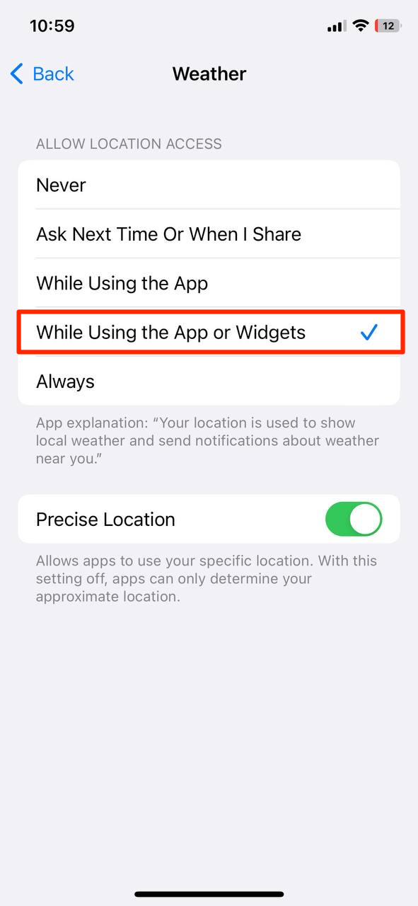 Decide when you want the app to track your location