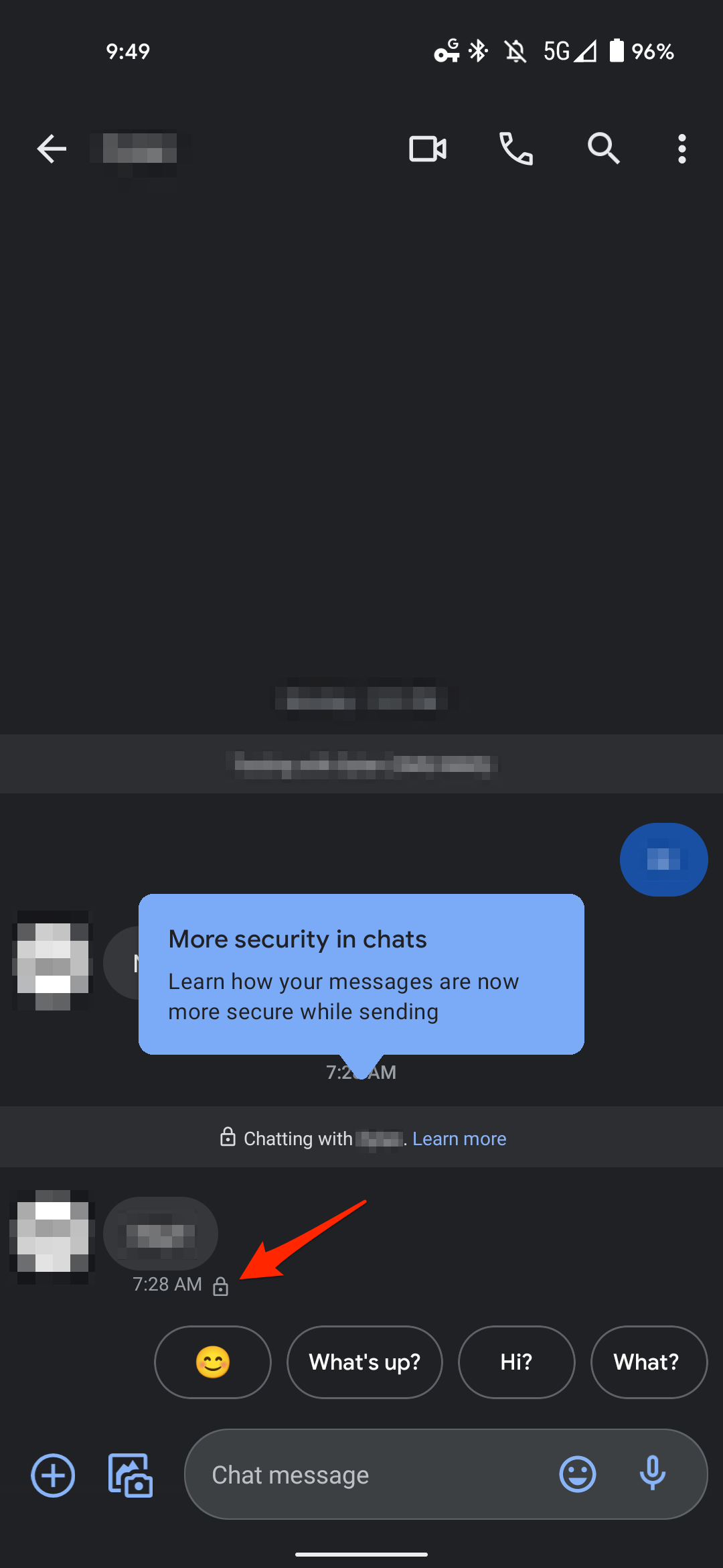 Verify whether there’s a small lock icon under your messages