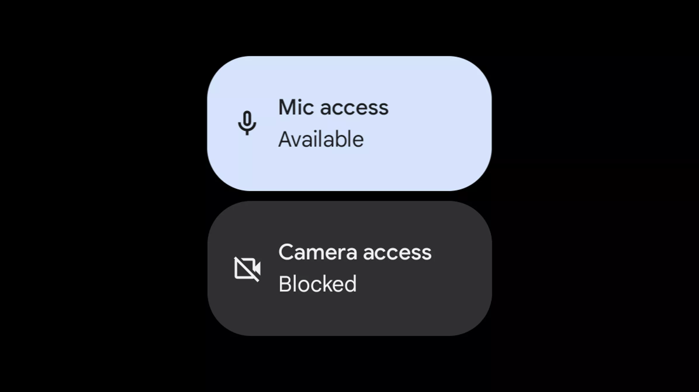 Disable your microphone or camera in the Quick Settings menu