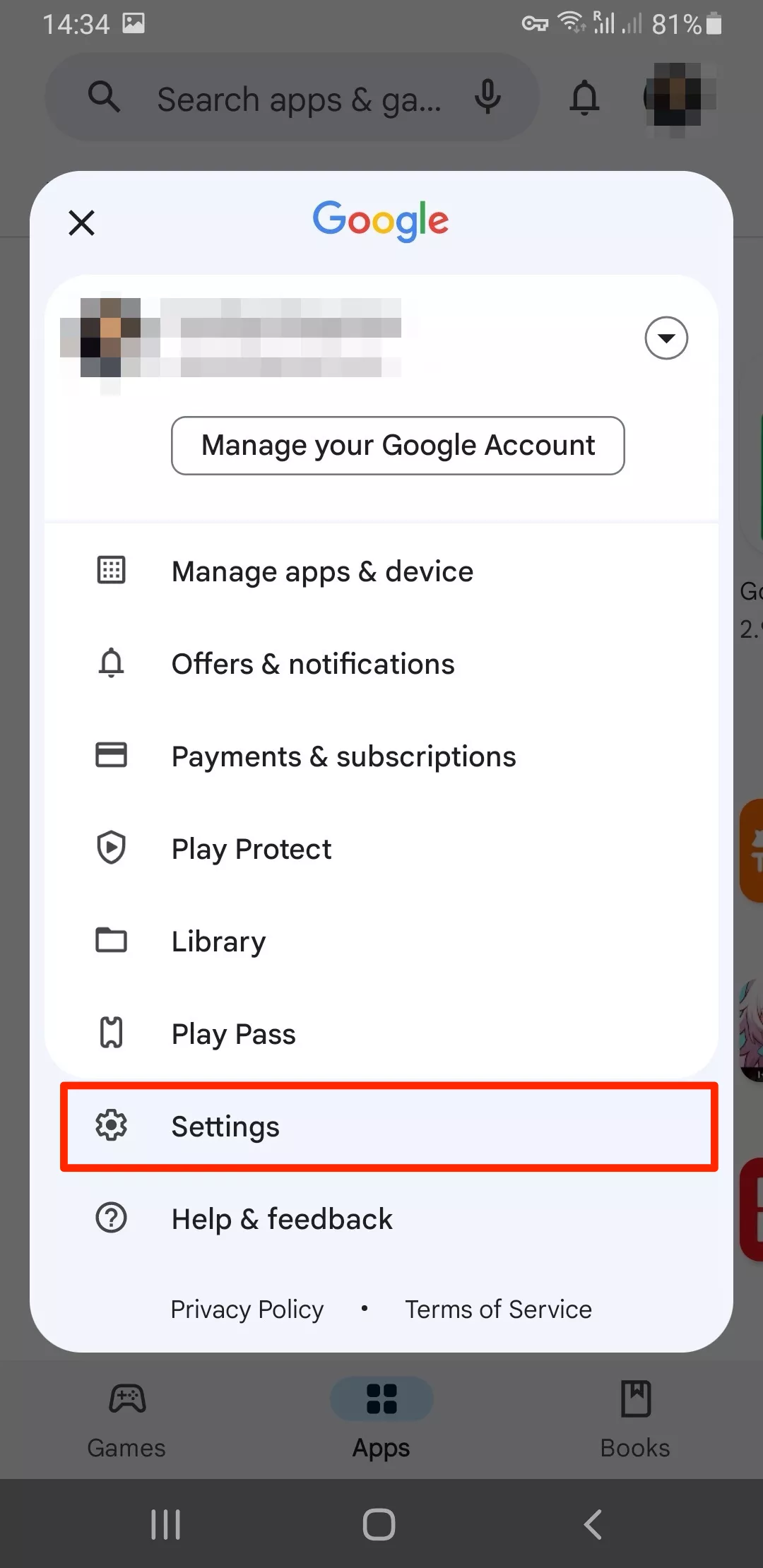 Tap Menu > Settings