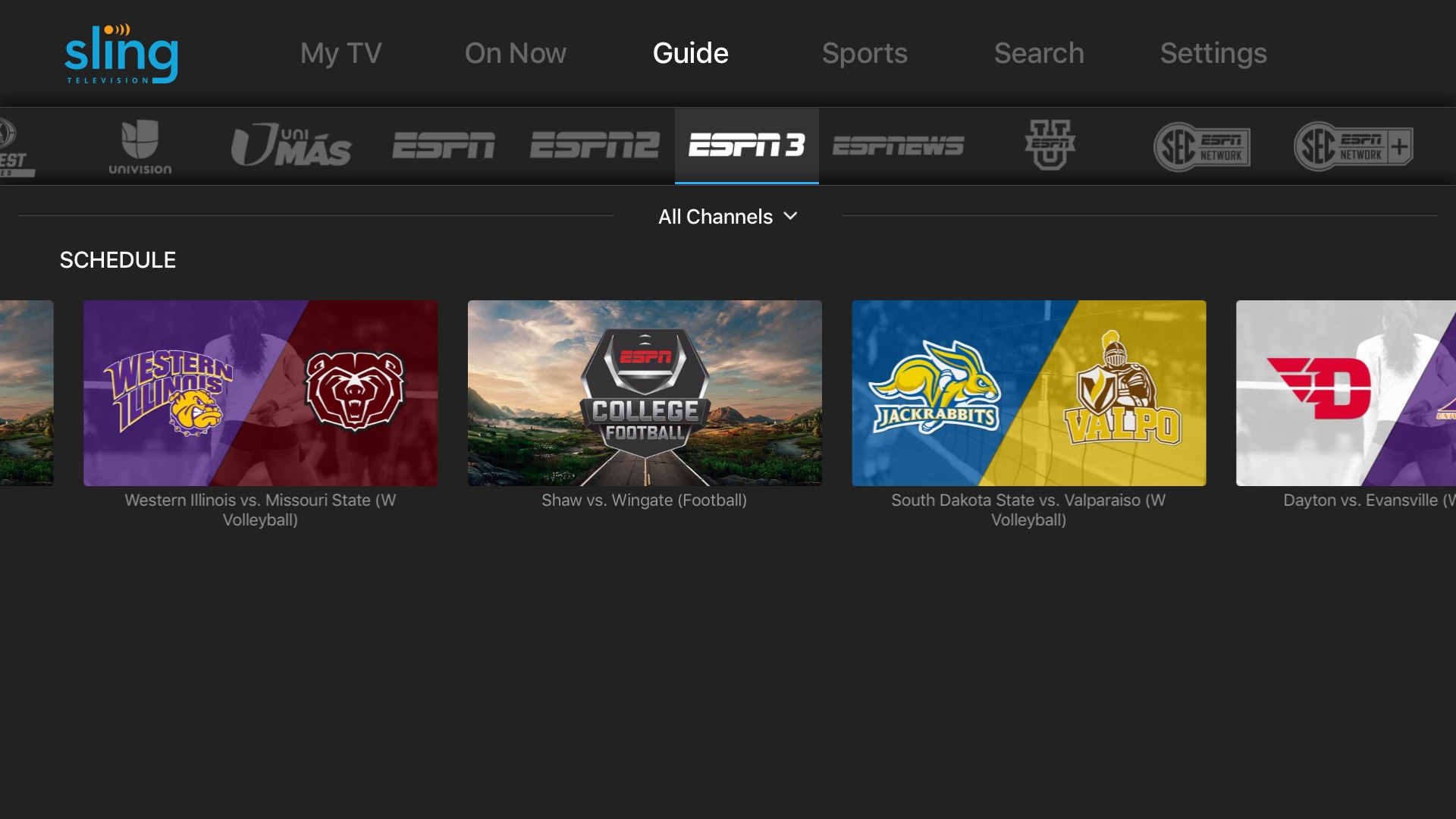 Search for ESPN3 on your preferred streaming platform
