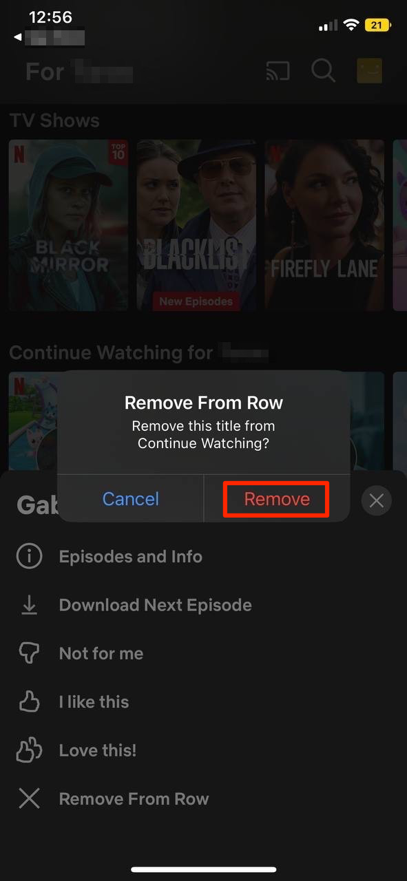 Tap "Remove" to confirm your action