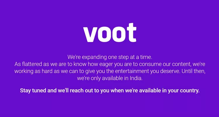 A mensagem "O Voot não está disponível no teu país".