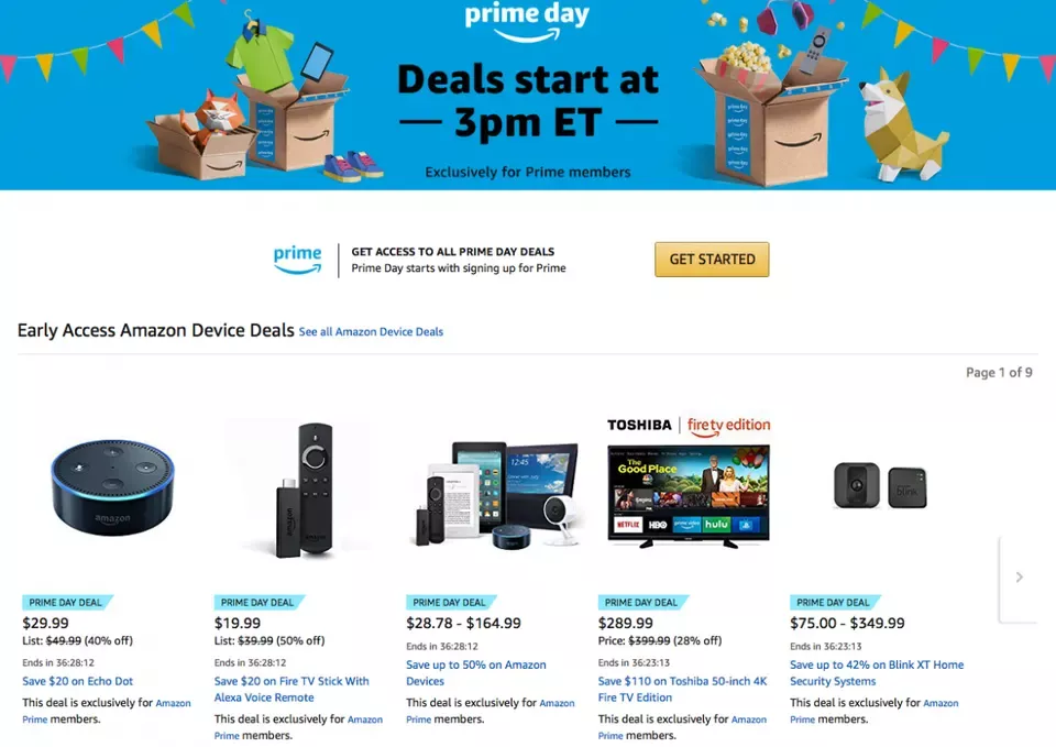 An example of Prime Day deals on Amazon