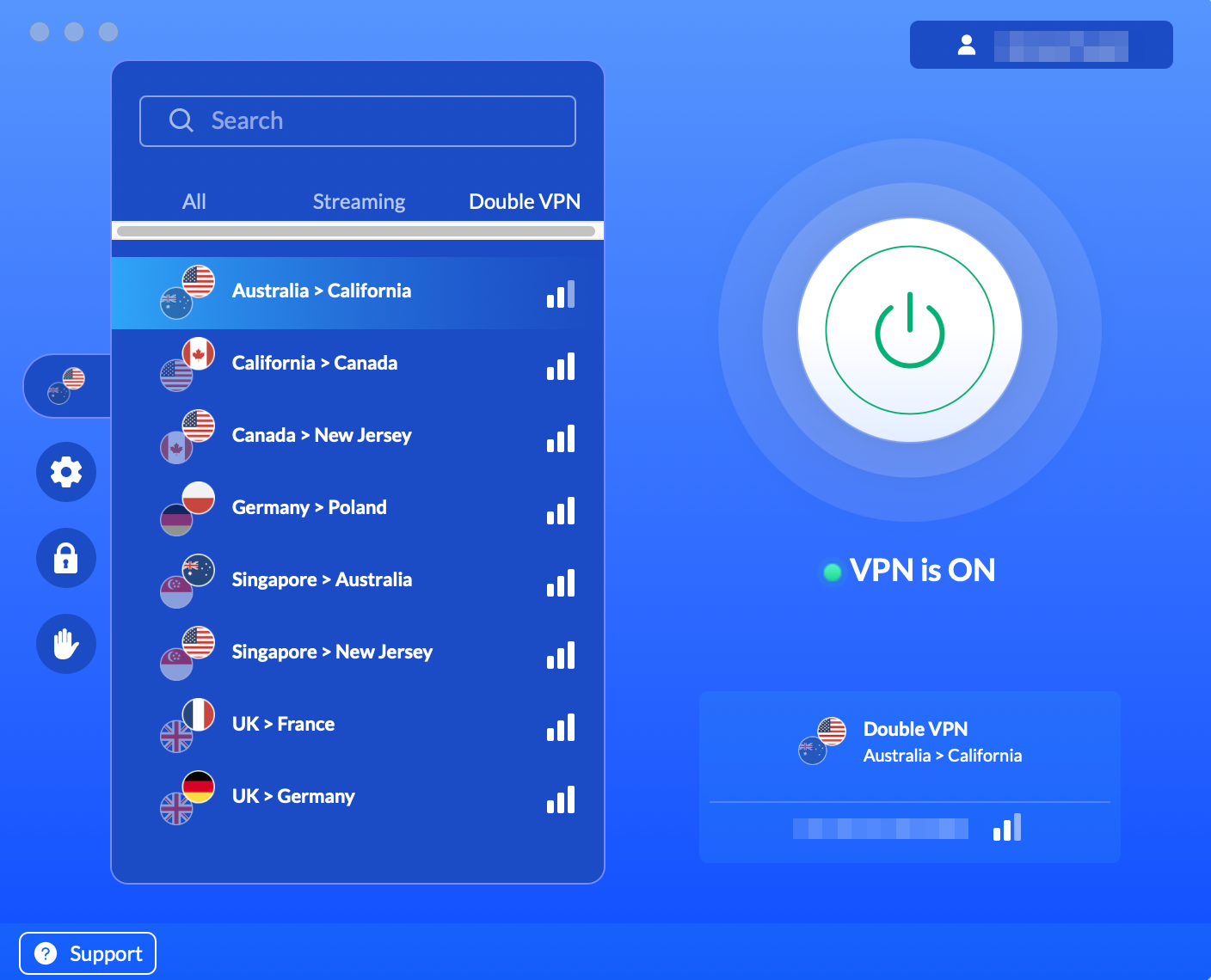 Double VPN servers feature in the VeePN app for double protection for your data