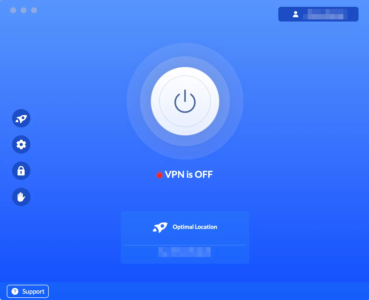 VeePN VPN main screen - No VPN connection is made yet 