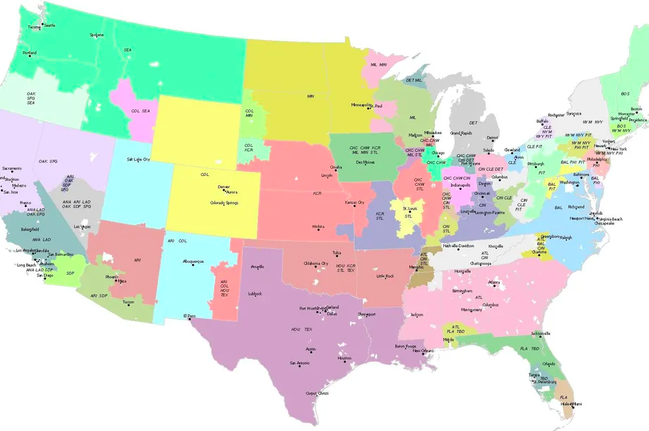 The map of MLB TV blackouts across the US