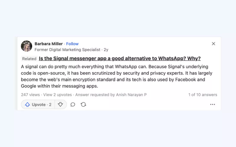 Quora users claim Signal to be more privacy-friendly than WhatsApp