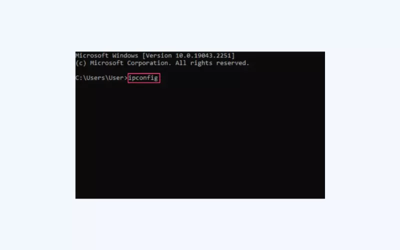 Type "ipconfig" and press enter