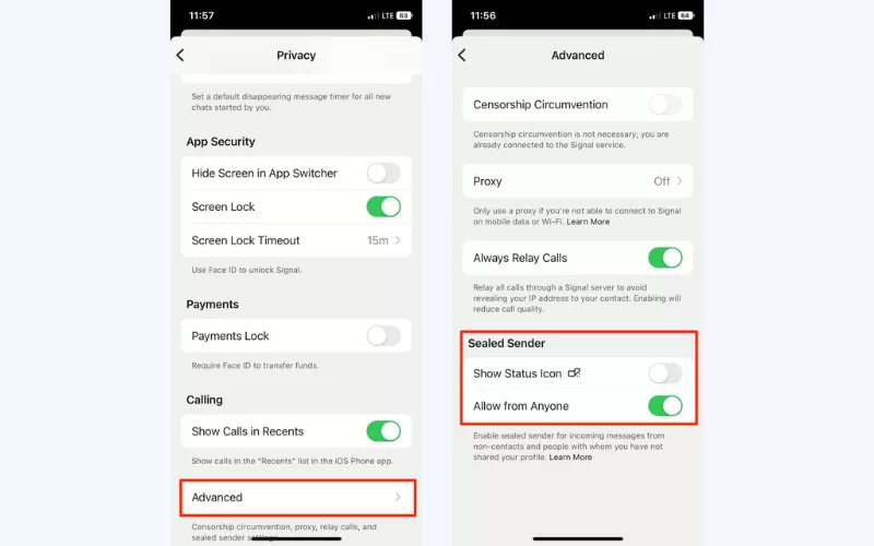 The Signal’s Sealed Sender feature for metadata protection