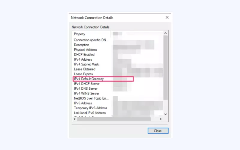 Your default gateway address will be next to the IPv4 Default Gateway