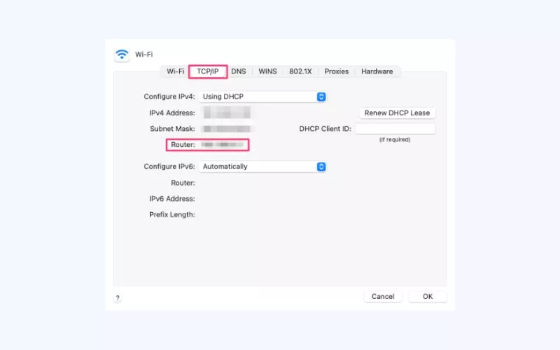 Your default gateway IP address will be next to the "Router" section