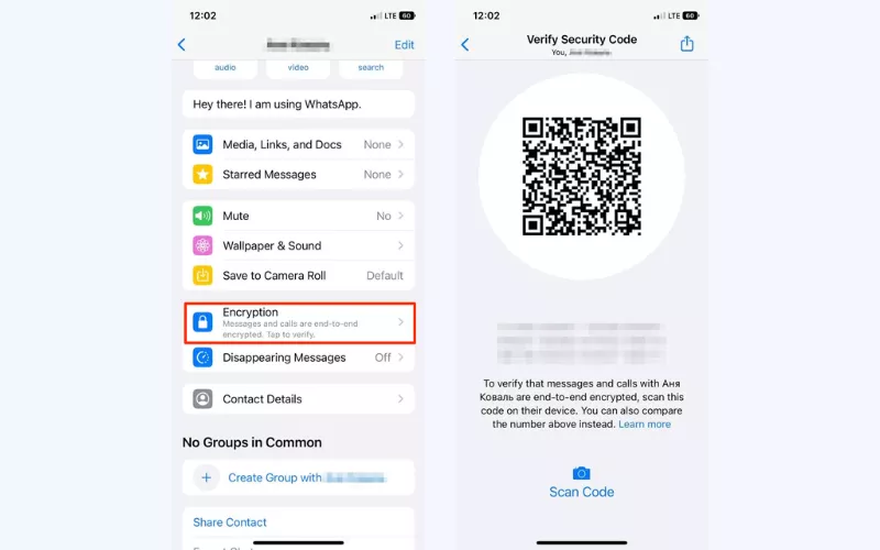 Security code verification in WhatsApp