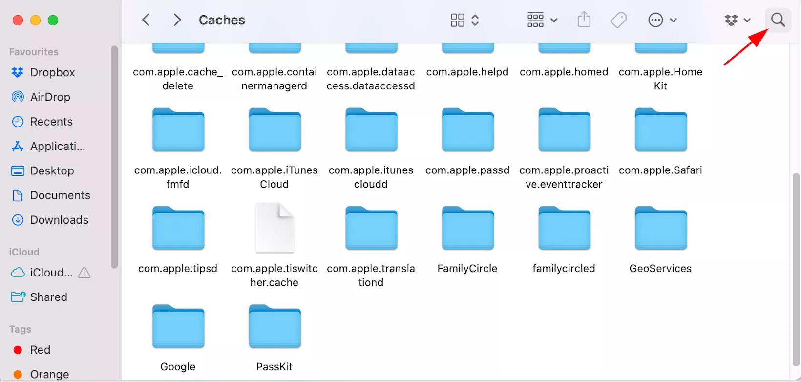 Find the cache folder