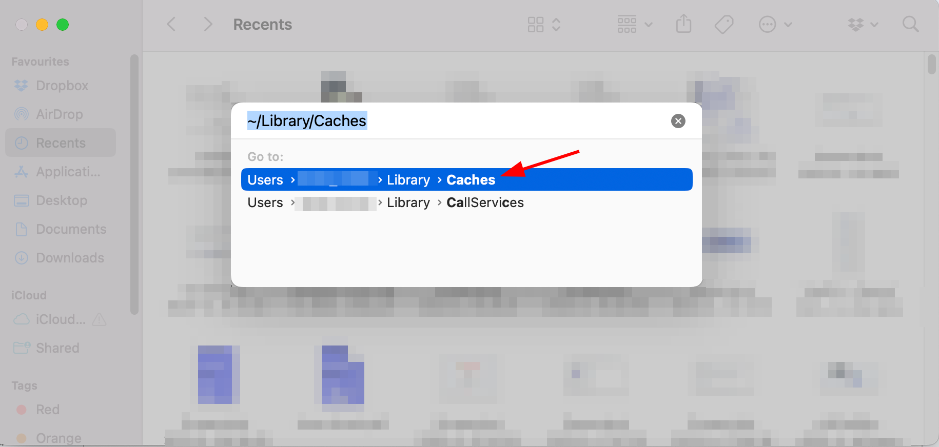 Find Caches in Library through Finder