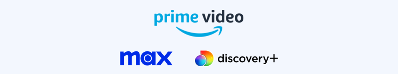 Max and Discovery Plus Prime Video channels logos