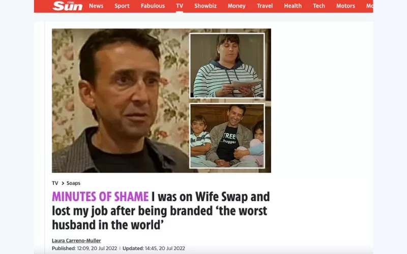 A man lost his job after an offensive comment toward his "Wife Swap" co-star