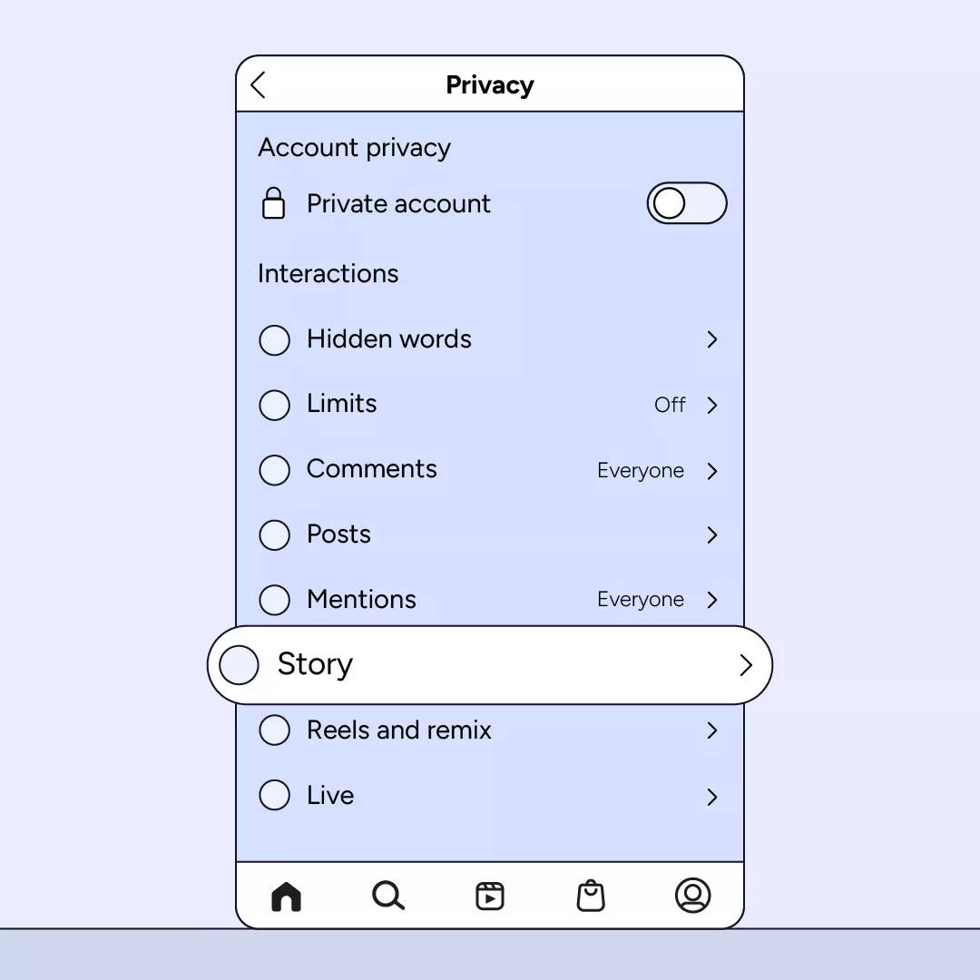 Insta Stories settings