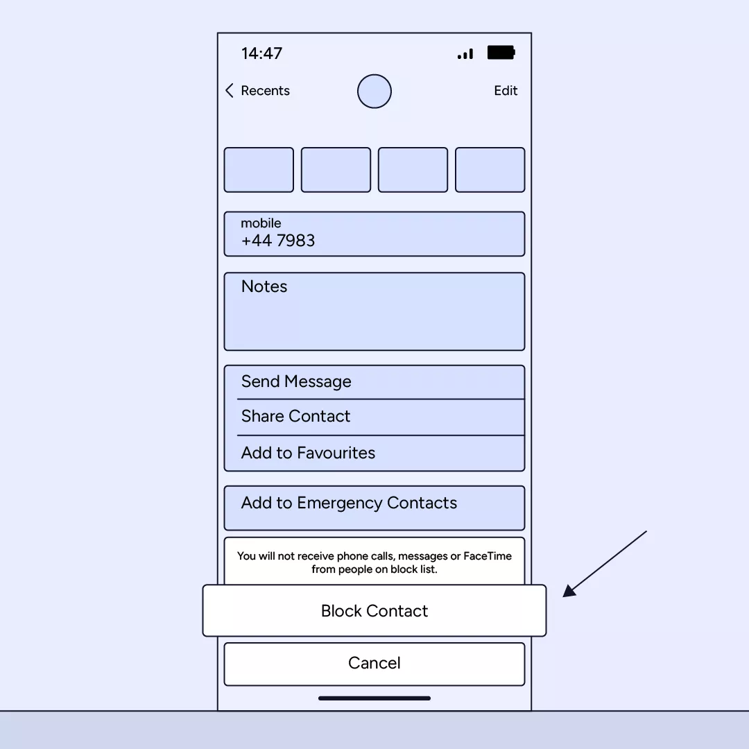 Block unknown contact iOS