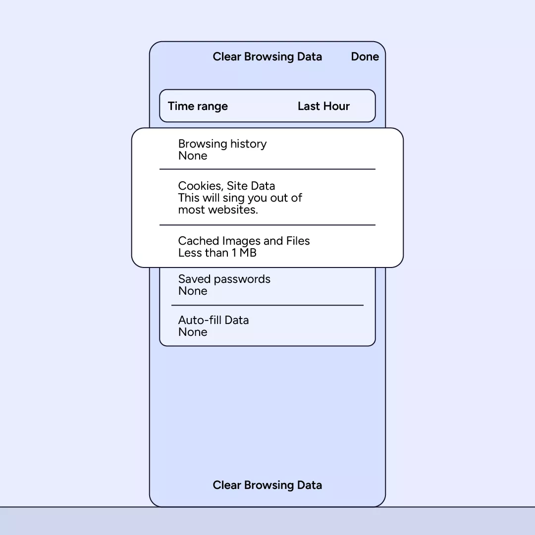 Clear browsing data Edge iOS