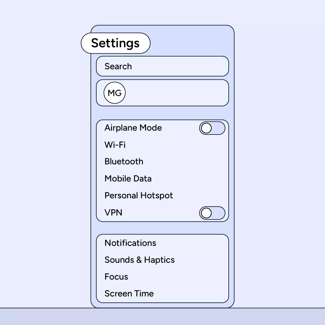 Settings iPhone