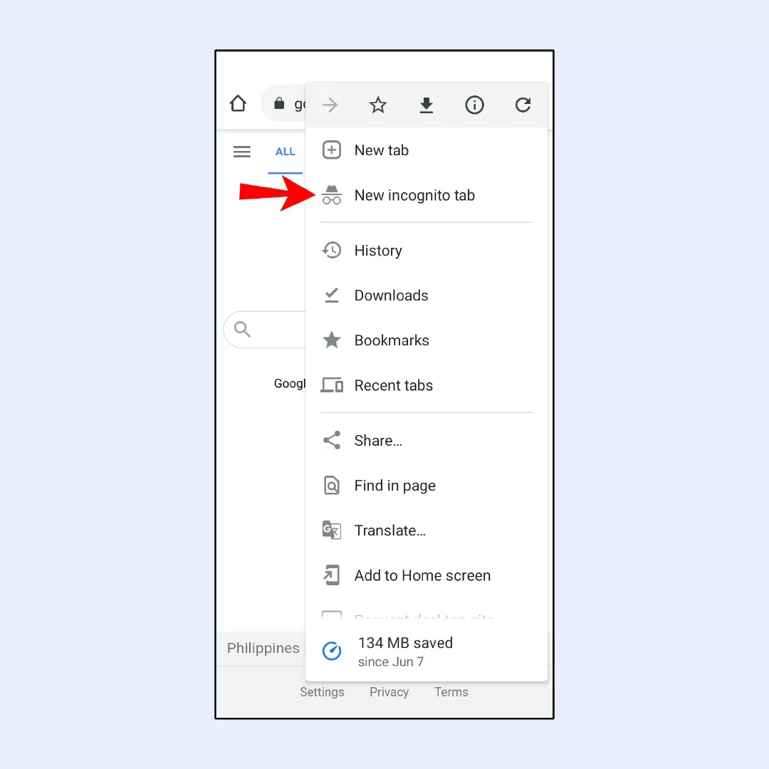New incognito tab Chrome Android