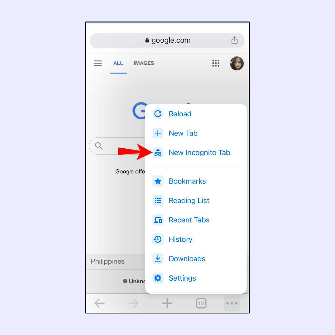 New incognito tab Chrome iOS