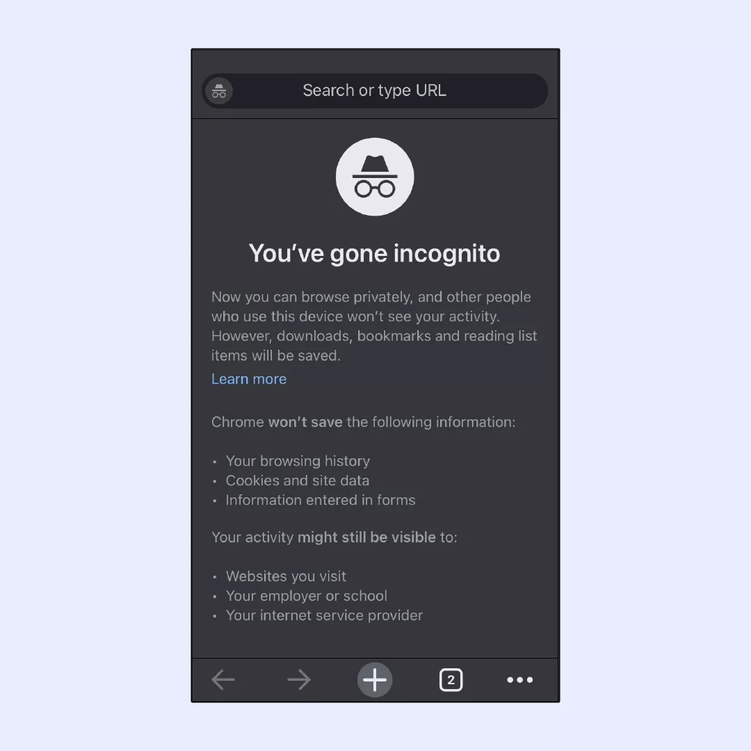Incognito mode Chrome iOS