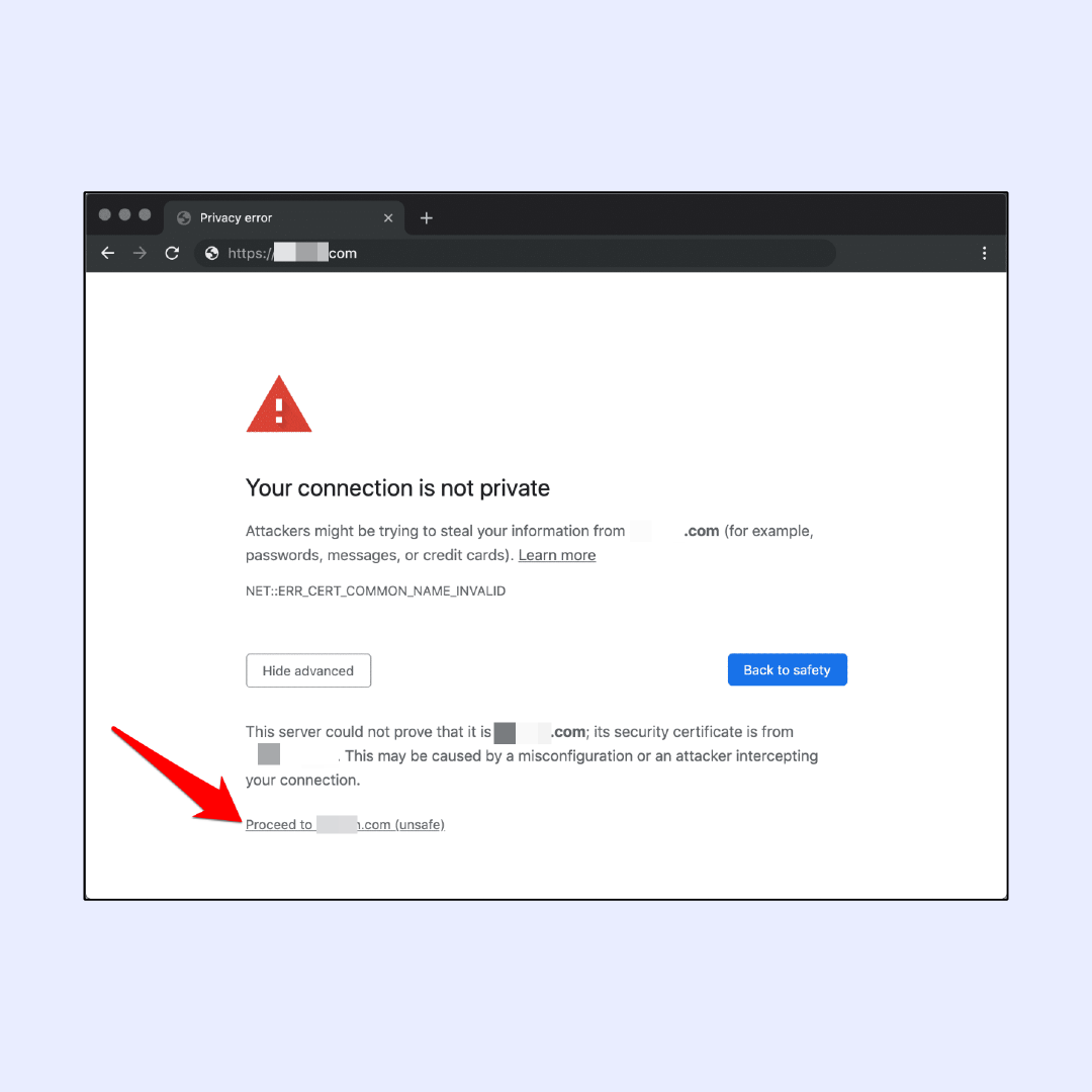 Your connection is not private Chrome