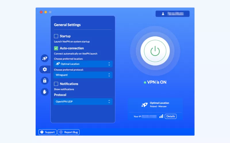 Configure VeePN settings if necessary