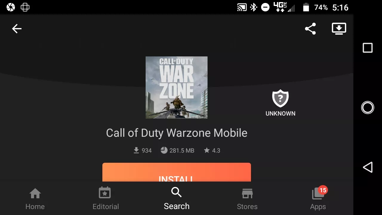 A fake Warzone Mobile app