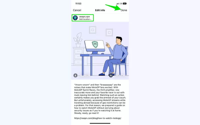 Toca em Concluído para confirmar