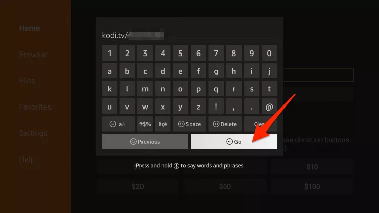 Press Go on the onscreen keyboard