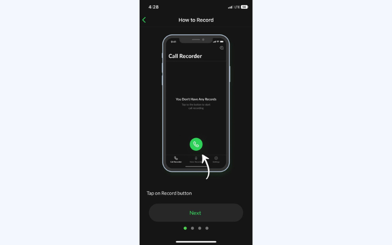 Open Call Recorder and tap the Record icon